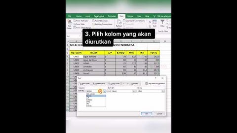 langkah cepat  Mengurutkan Data (Sort) |  Cara mengurutkan nilai tertinggi ke terendah di excel