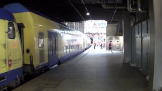 Metronom double-deck train departs Hamburg Central Station