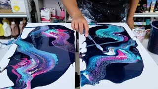 Amazing Results w/ Fluorescent PINK! Swipe Technique  Acrylic Pouring