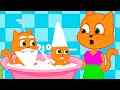 Cats Family in English - Foamy Grimace Cartoon for Kids