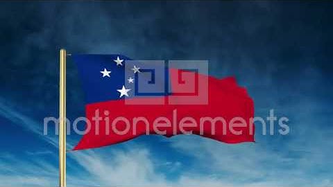Samoa Flag Slider Style. Waving In The Win With Cloud Background Animation Stock Animation