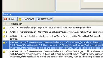 Code Analysis  (Visual Studios)