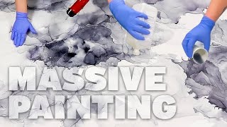 (584) MASSIVE Marbled Alcohol Ink Painting
