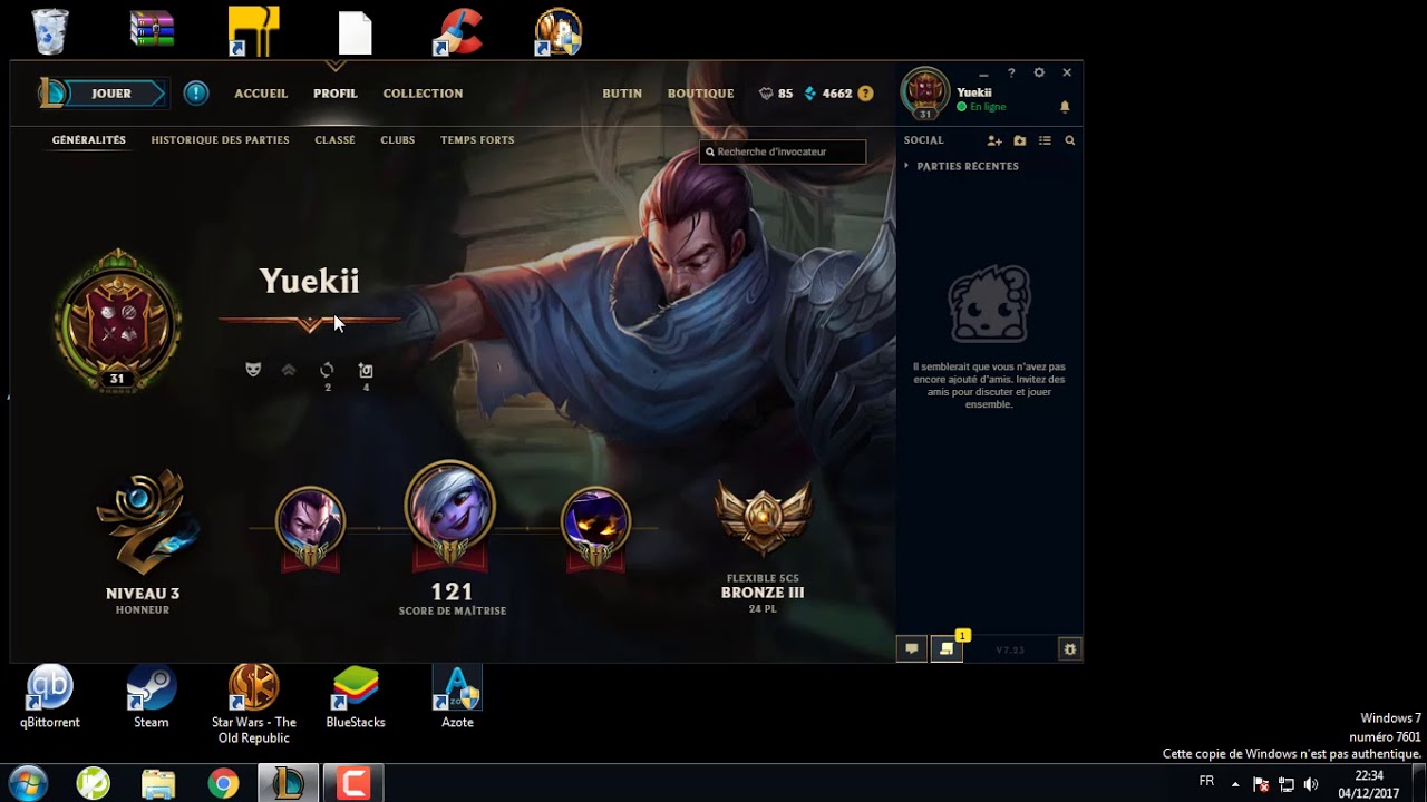 Je vends mon compte League Of Legends YouTube