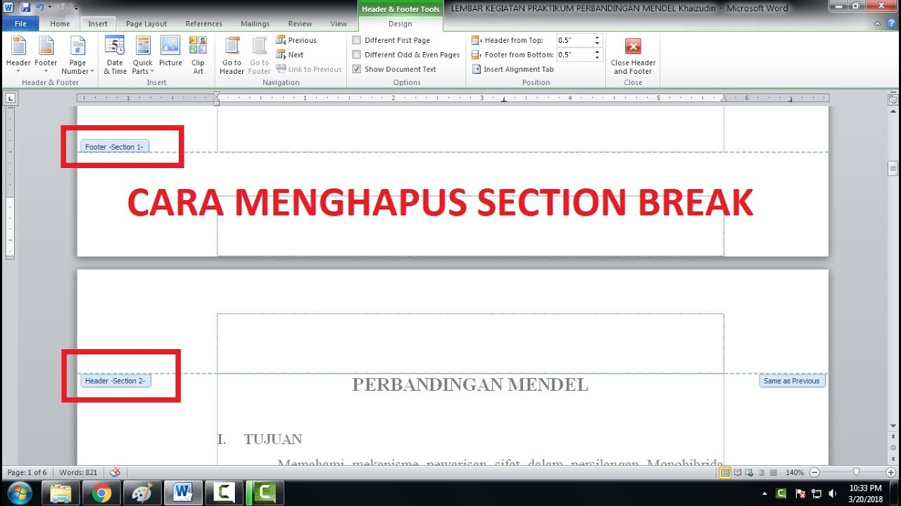 Cara Menghapus Section Break di Microsoft Word