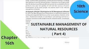 NCERT Class 10th Science chapter 16th: Sustainable Management Of Natural Resources (PART 4)