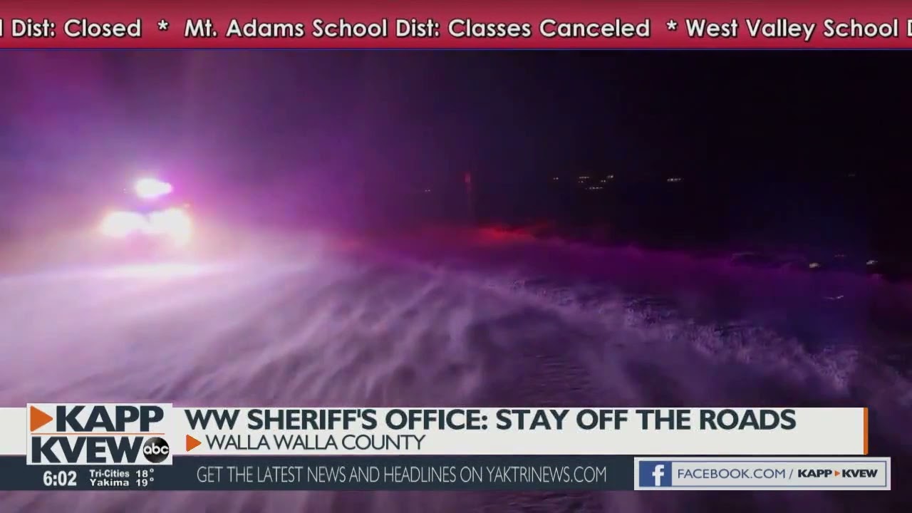 Walla Walla County Residents Asked To Avoid Roads on Monday