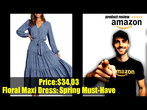 Buy PRETTYGARDEN Womens Spring Long Sleeve Wrap V Neck Ruffle Floral Maxi Dress Casual Tie Waist