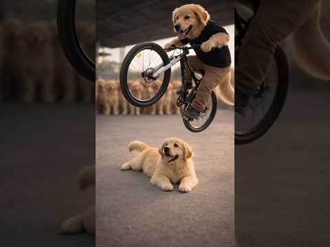 🐶 Puppy Power Stunt! 🚴‍♂️या🐾 Cycle Par Champion Puppy#cutedogs