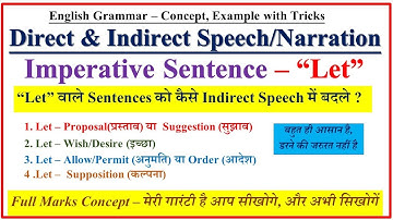 Direct and Indirect Speech with Let | Let - Imperative Sentences Direct and Indirect Speech