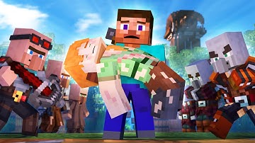 RISE OF THE PILLAGERS - Alex and Steve Life (Minecraft Animation)