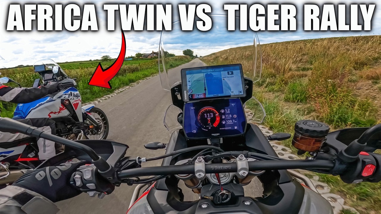 Africa Twin vs Tiger 900 Rally Pro | Motovlog Drag Race