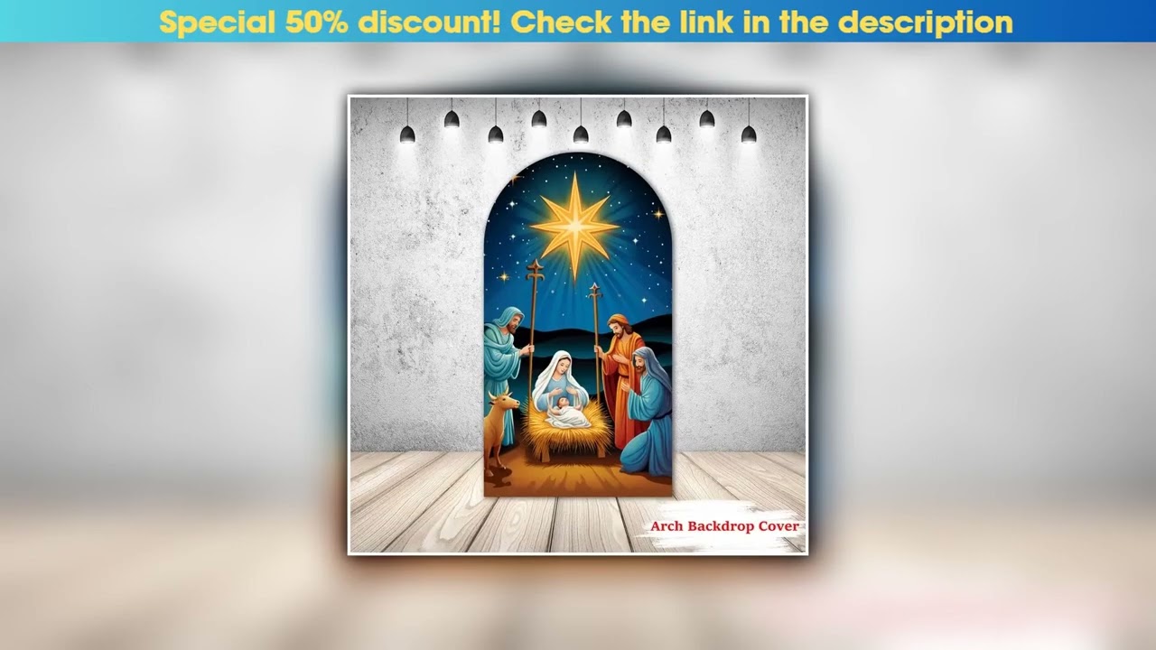 First Look Mehofond Christmas Night Nativity 2-Sided Arch Cover Backdrop Birth Date Of Jesus Xmas F