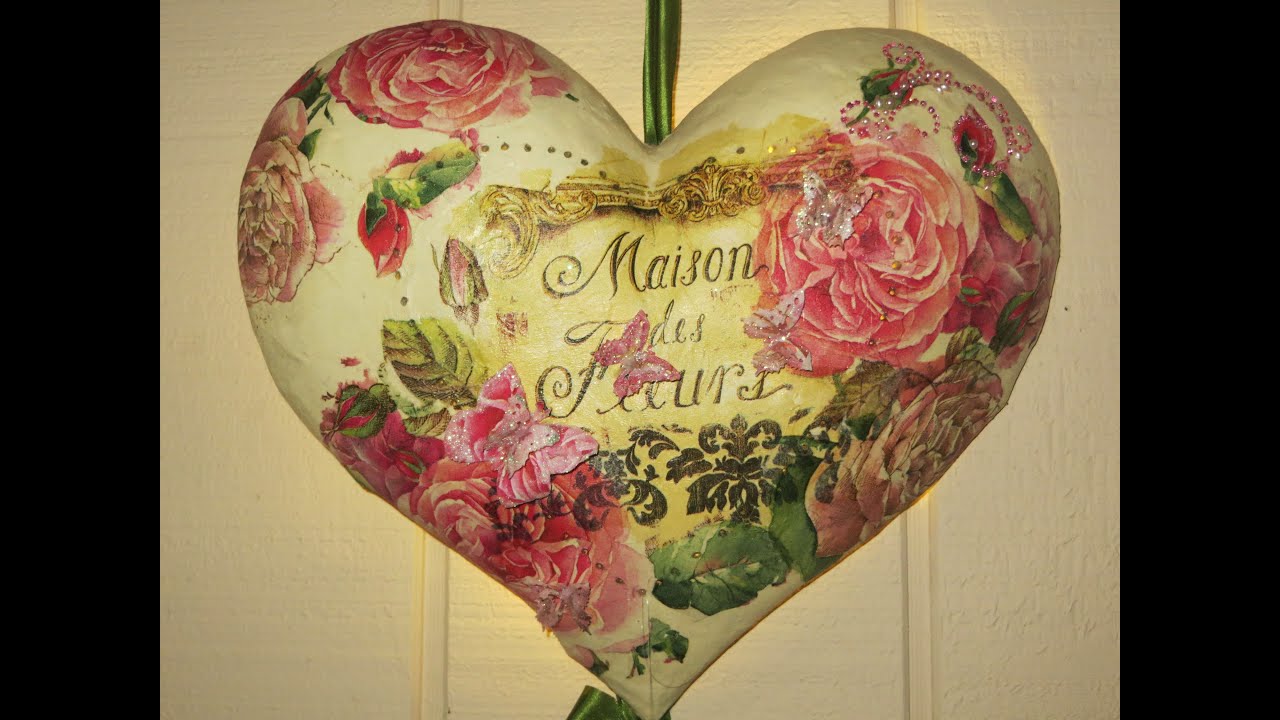 DIY How to Decoupage a French Heart YouTube
