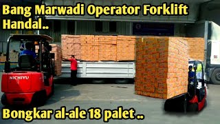 Skill Operator Forklift Tingkat Dewa ❗ Melihat Bagaimana Bang Marwadi Bongkar ale-ale 18 Palet