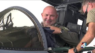 Retiring fighter pilot recognized for making career milestone with 3K hours of flight time in F-15