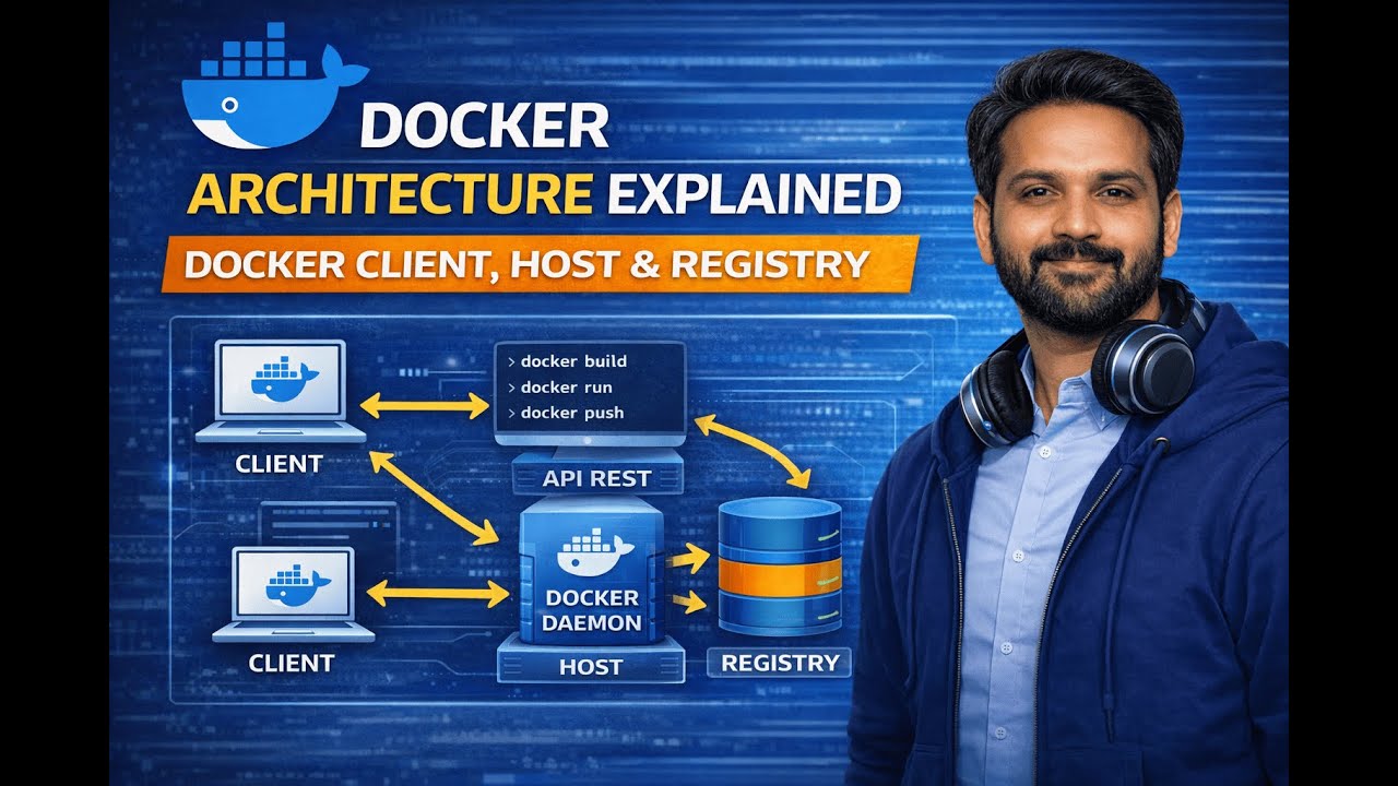 Docker Architecture Explained | How Docker Client, Host & Registry Work | Hindi