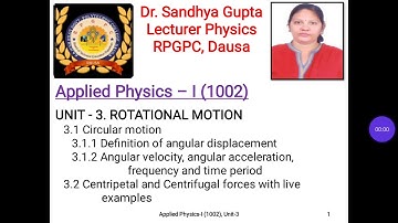 Applied Physics-I (1002), Unit 3, part 2 by Dr. Sandhya Gupta, Lecturer Physics, RPGPC, Dausa