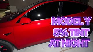Tesla Model Y 5% Ceramic Tint At Night Display Video