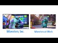 Comparison Monsters Inc and Monsters at Work Final Scene