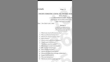 Entrepreneurship Development previous year question paper #bcom #bba #4thsememster