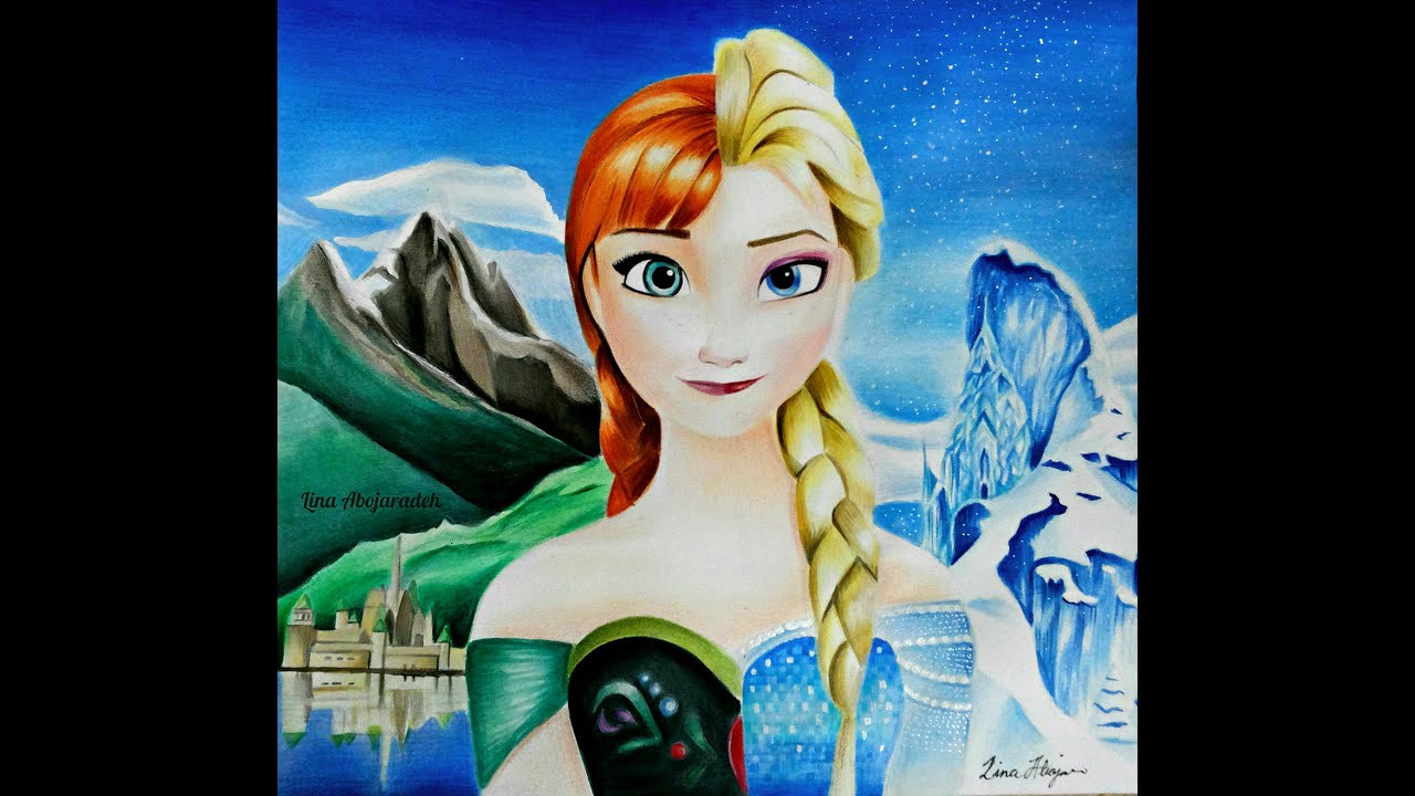 frozen drawing queen elsa and anna speed drawing youtube