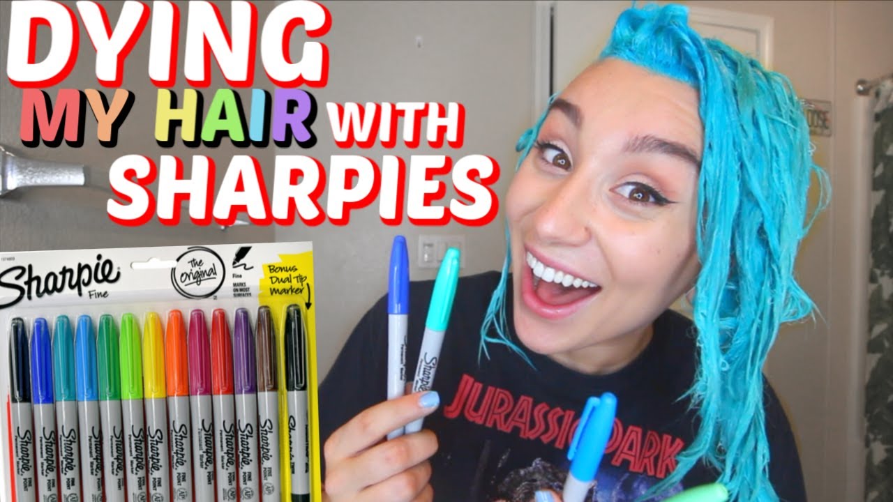 DYING MY HAIR WITH SHARPIES permanent Markers YouTube
