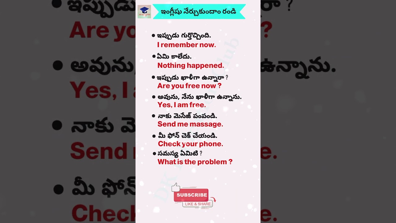 Easy spoken English in Telugu