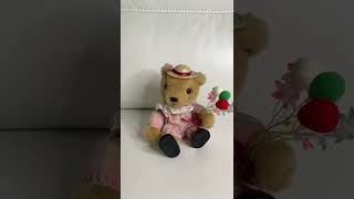 Vintage 1985 ENESCO girl teddy bear music box W head motion