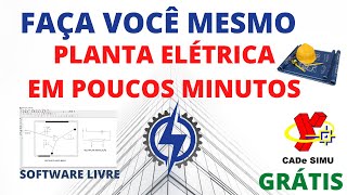 Planta elétrica simples de fazer com Software GRÁTIS - CADe SIMU com simulação de funcionamento. screenshot 5