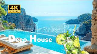 Luxury Infinity Pool 🌊 Deep House with Vocals & Ocean Cliff Ambience 4K screenshot 3