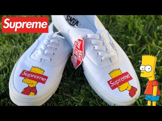 Vans x Supreme x Bape Custom White Skate Shoes Size 8 No Box