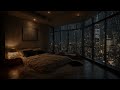 Urban Night Rain Sounds with Downtown Skyline for Study and Deep Relaxation