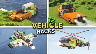 : MINECRAFT 12 Working Vehicle Build Hacks (Land, Air, Water)