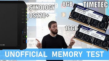 Synology DS220+ NAS TimeTec 8GB and 16GB Memory Test