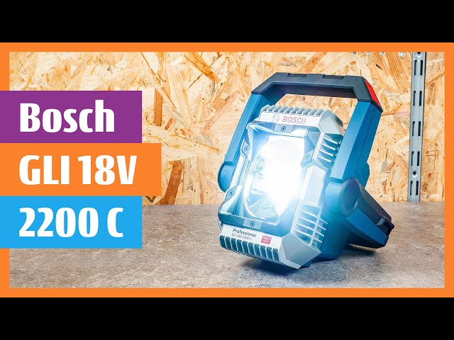 Bosch Professional 18V System projecteur de chantier à LED sans-fil GLI  18V-2200 C (luminosité maxi 2200 Lumens) & 18V System Souffleur sans-fil  GBL