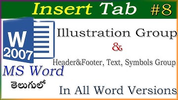 #8 || Complete MS Word Tutorial In Telugu || Insert Tab In MS Word In Telugu ||Text Group In MS Word