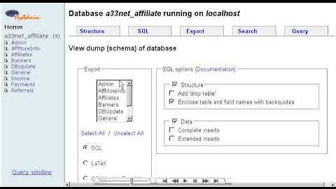 Managing a MySQL database in PHPMyAdmin