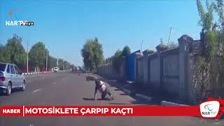 MOTOSİKLETE ÇARPIP KAÇTI