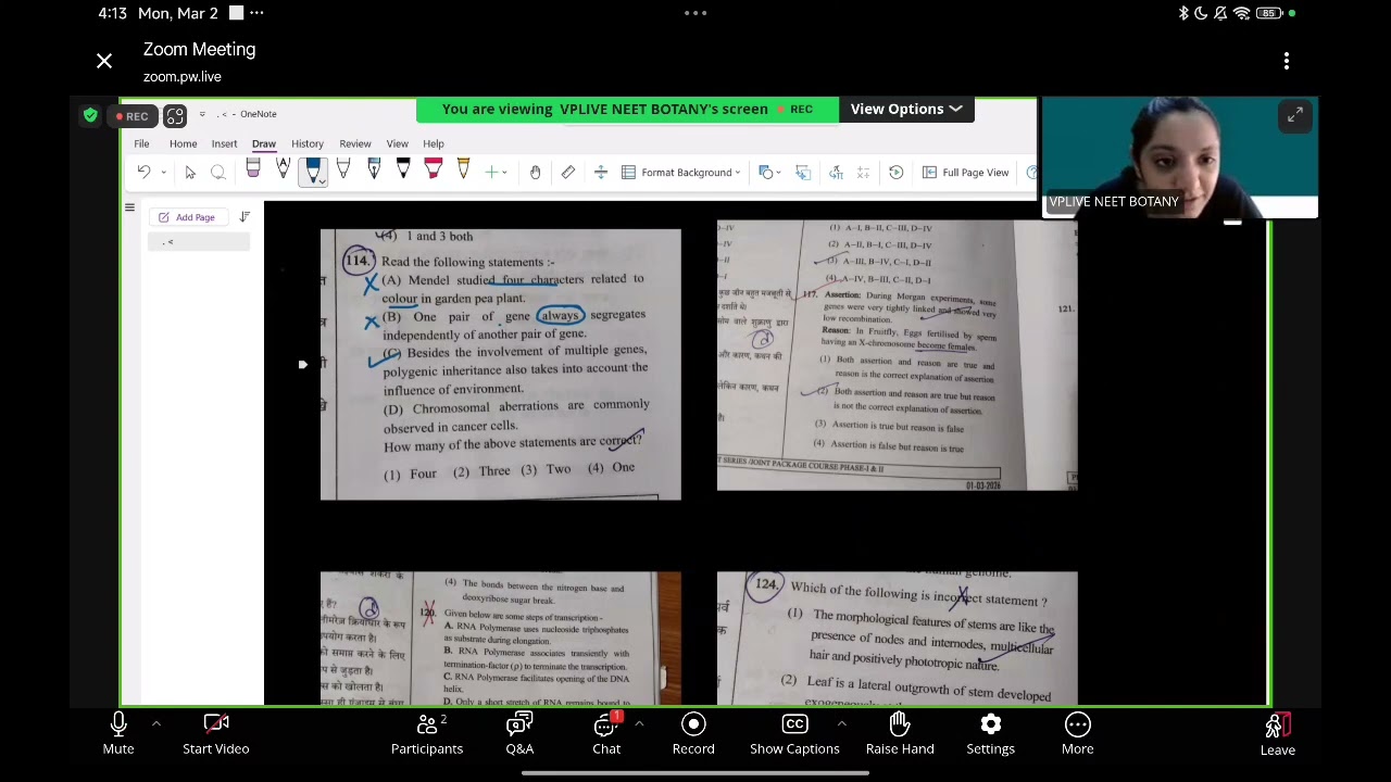 1 march Allen 2026 biology botany q 