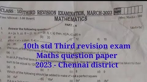 10th std Third Revision exam Maths question paper 2023