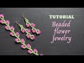 Beaded bracelet and earrings with flowers tutorial for beginners