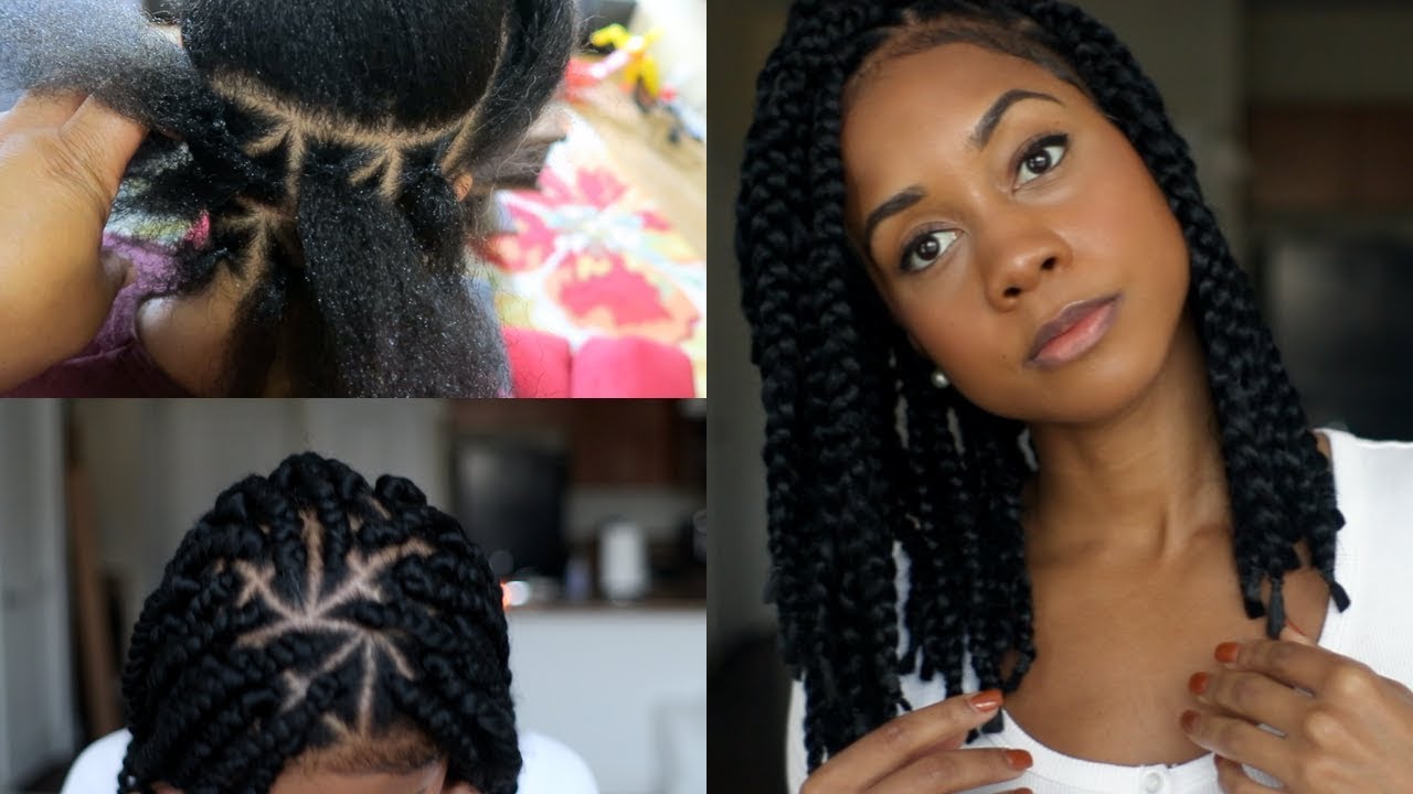 Bob Box Braids Hair Tutorial Using Rubber Band Method - YouTube.