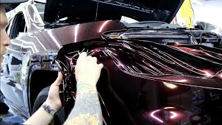 UP CLOSE How To Vinyl Wrap A Front Bumper W/ Inlays Jeep Trackhawk New Color!