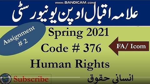 AIOU Code 376 Solved Assignment No.2 Spring  2021 | Subject: Human Rights  | Level: FA/ICom