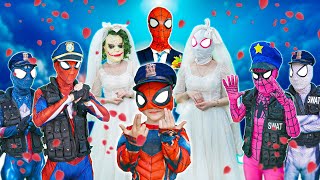 TEAM SPIDER MAN vs NEW BAD HERO || SPECIAL LIVE ACTION STORY - Rescue Bride is Kiddnapped (Part1)