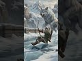 【緊迫】雪山の巨大氷狼 vs 弓使い！崩壊する橋での死闘が激ツヨすぎるｗｗｗ #Shorts #アニメ #AI動画
