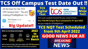 TCS Off Campus Ninja & Digital Test Date Out! Exam Starts from 9th April