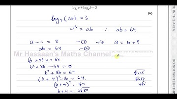 WMA12/01, IAL, (Edexcel), P2, June 2022, Q4 Logarithms, Simultaneous Equations