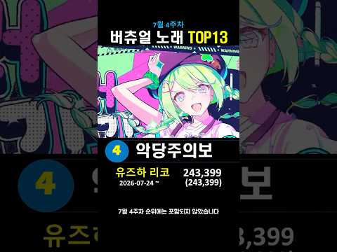2026년 7월 4주차 버츄얼 노래 순위 #shorts